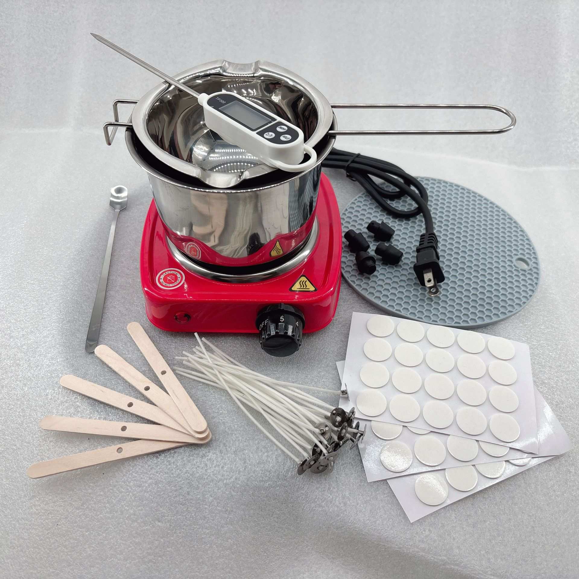 蜡烛制作套件,带蜡融器大豆蜡烛蜡套装电子炉/蜡烛芯/固定器/熔锅