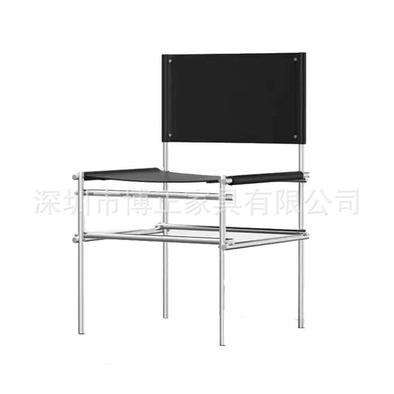 北欧设计师现代简约不锈钢网红餐椅家用皮艺靠背餐椅网红单人椅