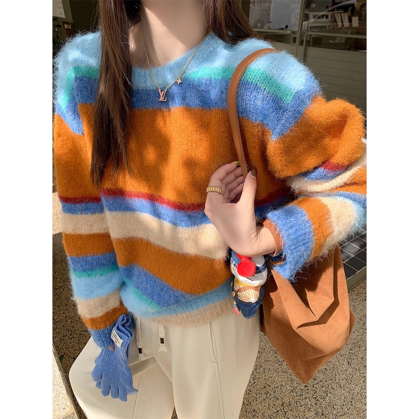 DU彩虹糖豆慵懒软糯毛衣女冬