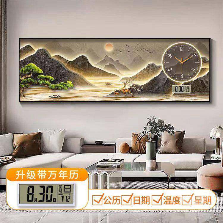 新款万年历餐厅钟表挂钟轻奢创意钟表表挂挂钟客厅装饰画挂画时钟