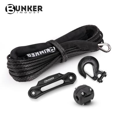 BUNKER INDUST 8200磅汽车越野车拖车绳牵引绳15米黑色绞盘绳套装