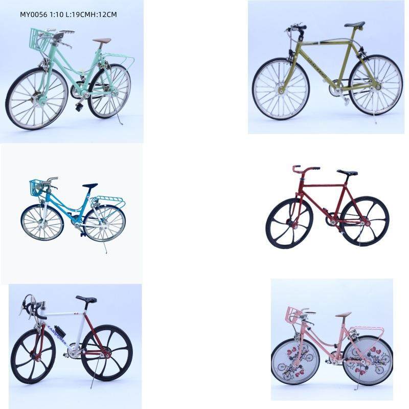 1:10miniature收藏微缩仿真模型合金自行车有刹车功能前后轮可以