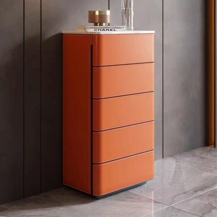 现代设计师马鞍皮岩板2345斗柜客厅收纳储物柜靠墙餐边柜抽屉柜子