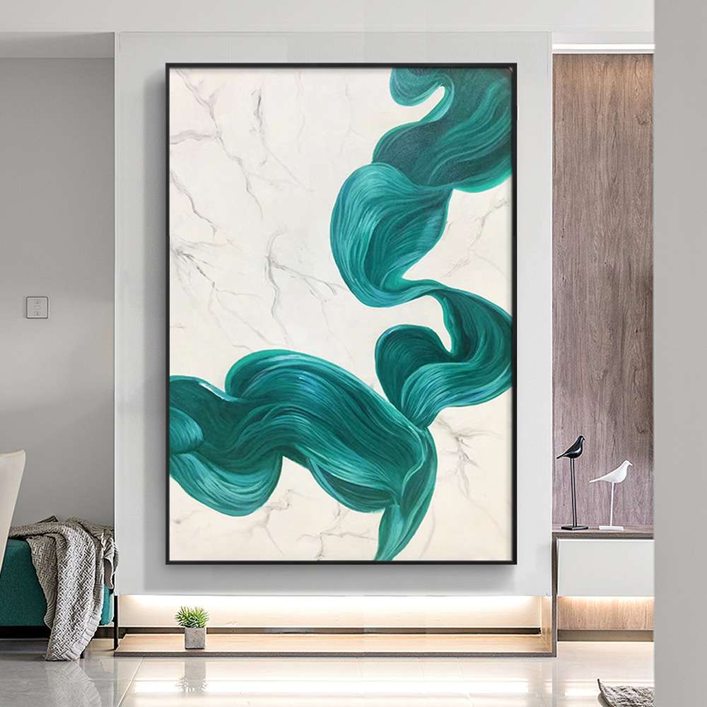 手绘油画抽象挂画现代简约走廊玄关浅色壁画手工轻奢简单装饰画图片