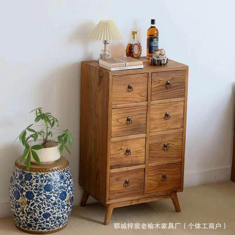 老榆木中式斗柜储物柜玄关中式复古储物柜斗柜实木客厅收纳柜家用