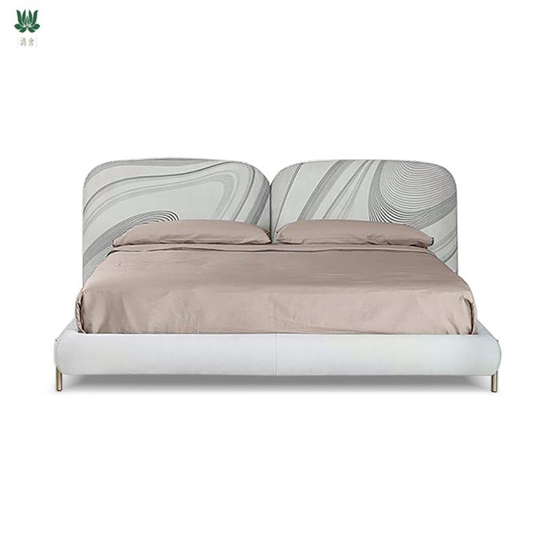 Baxter意式极简布艺石头床现代1.8m主卧双人婚床轻奢风加宽软靠床