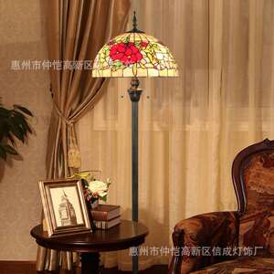 蒂凡尼欧式红色杜鹃花酒吧咖啡餐厅卧室新中式玫瑰花开富贵落地灯