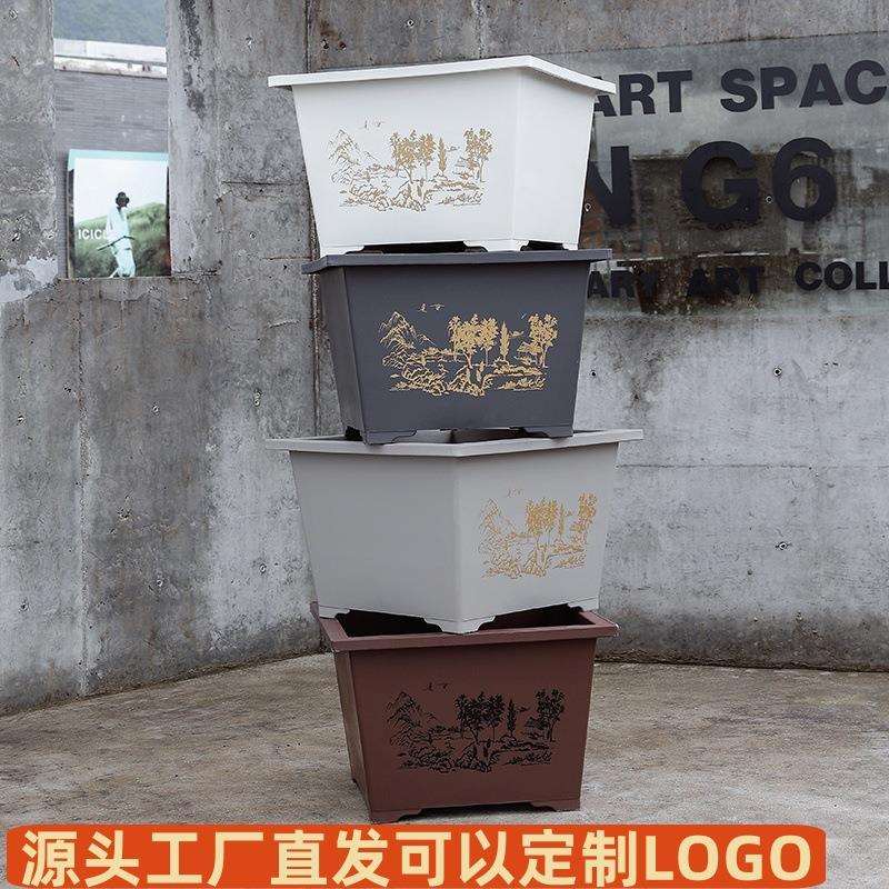 工厂直发特大正方形塑料花盆种菜专用盆花箱加厚户外庭院种树