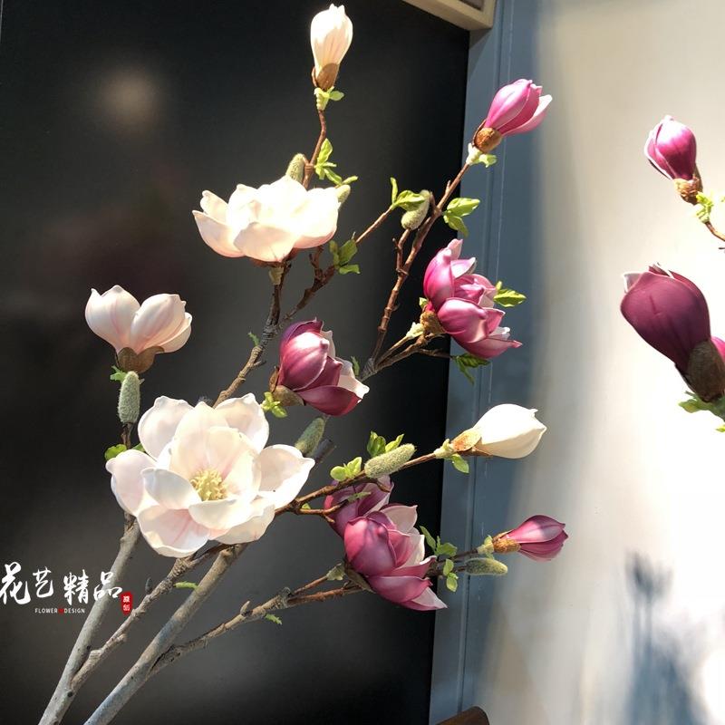 单只仿真玉兰花pu手感保湿软胶家居摆放装饰假花橱窗简约时尚绢花