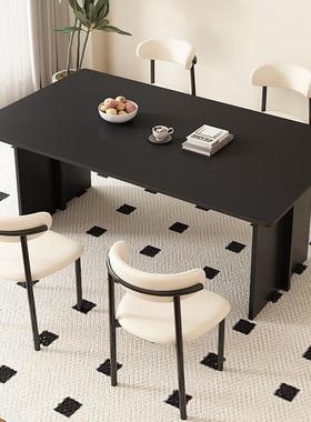 岩板黑色西餐桌椅家用小户型长方形2025新款现代轻奢高级吃饭桌子