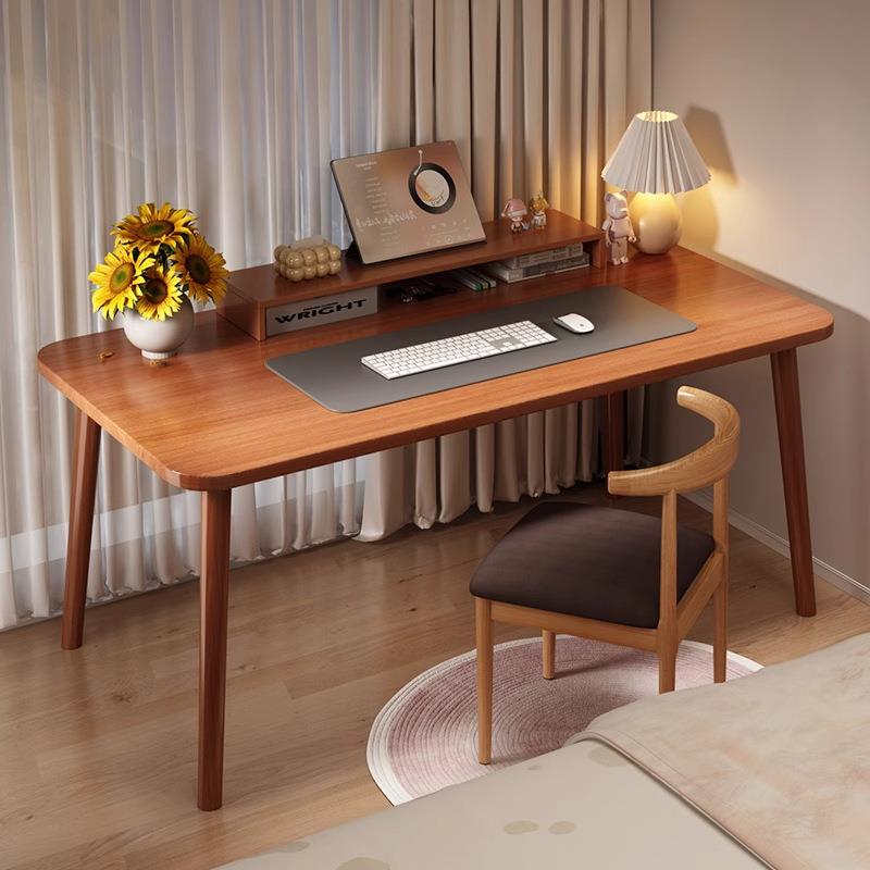 电脑桌简易办公桌学生家用学习写字桌卧室床边实木腿出租屋小桌子
