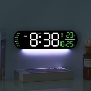 跨境创意新品挂钟多功能时钟客厅钟表大屏LED数字闹钟计时6651