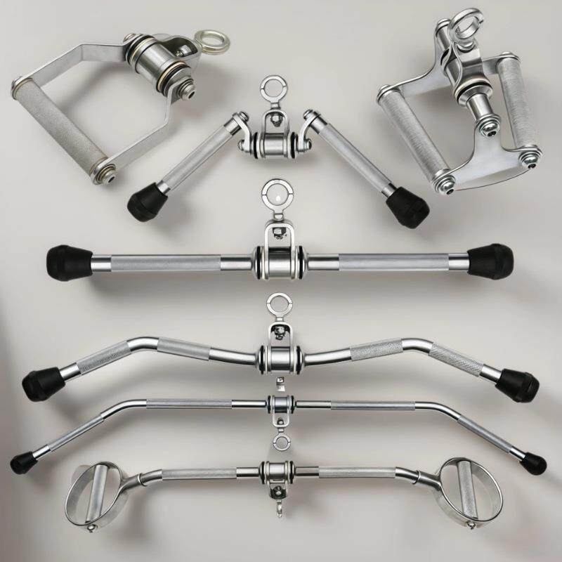 龙门架配件商用高位圆环下拉把手坐姿划船拉力器力量镀铬训练把手