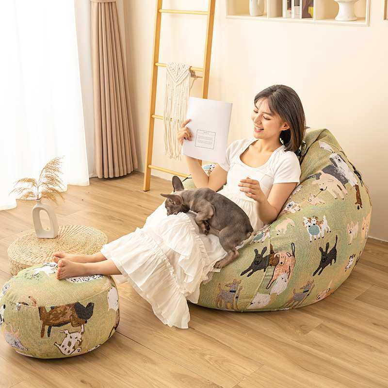 跨境爆款线毯懒人豆袋沙发可睡可躺卧室阳台客厅坐墩懒人单人沙发