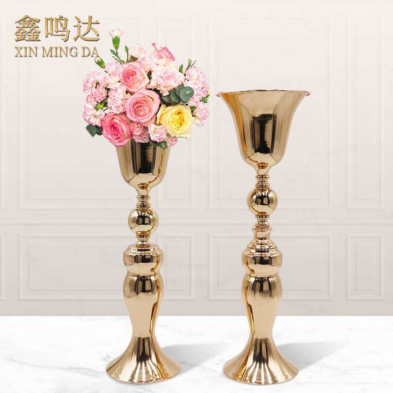 婚庆桌花架子婚礼堂酒店布置道具主桌装饰水晶珠帘花器铁艺摆件