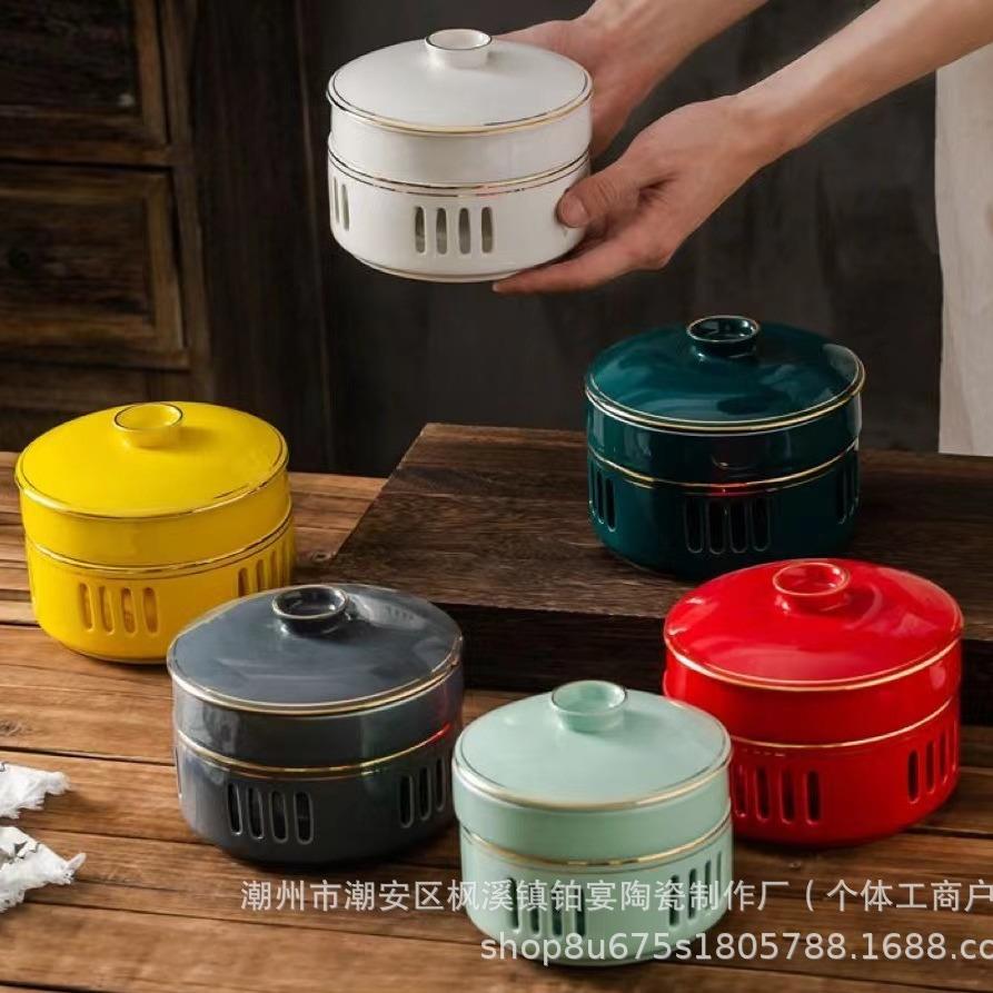 酒店餐厅陶瓷干锅明炉蜡烛加热保温明炉辽参海参盅煲特色陶瓷炖盅