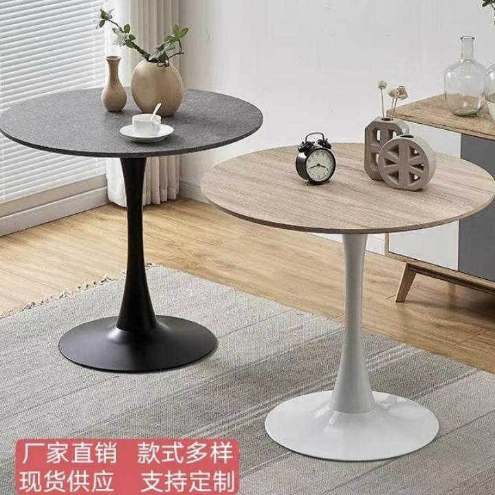 圆桌子简约白色烤漆面休闲洽谈桌咖啡奶茶店餐桌北欧阳台小圆桌椅