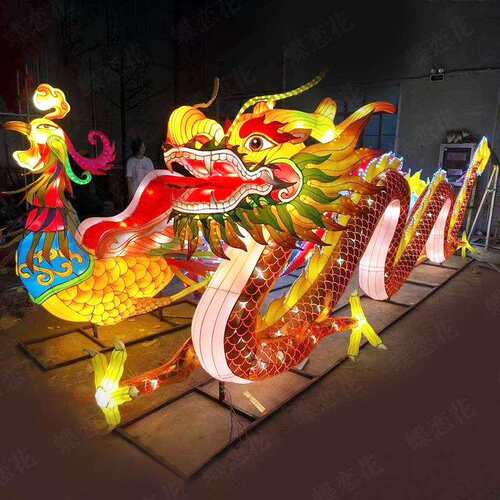 春节元宵节龙年中国龙花灯 中国风民俗街道彩灯 龙凤呈祥手工花灯