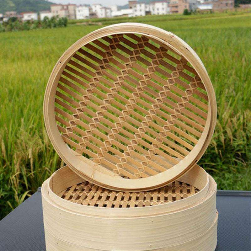 。铁锅蒸笼竹制大号家用大蒸笼屉竹蒸屉商用多层竹子蒸笼三笼一盖