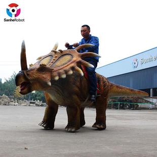大型仿真恐龙模型骑行三角龙房产景区儿童骑行恐龙模型制作工厂