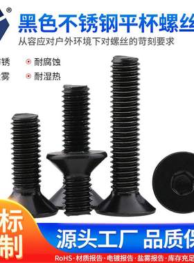 3x4→3x40黑色不锈钢平杯螺丝 DIN7991沉头内六角螺丝 LED高盐雾