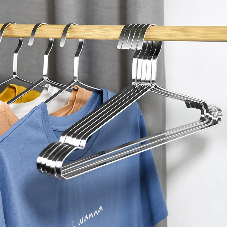 家用不锈钢加大加粗衣挂实心晒扁条挂衣衣服架无痕加厚衣架晾