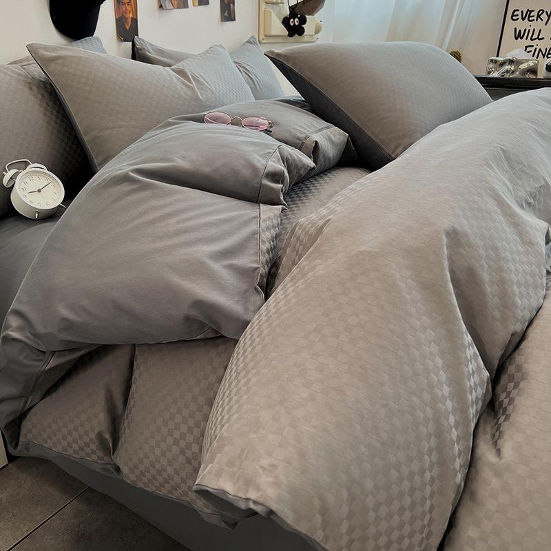 【折扣价】冬季纯棉被套150x200单件100全棉床单200x230格子被罩1