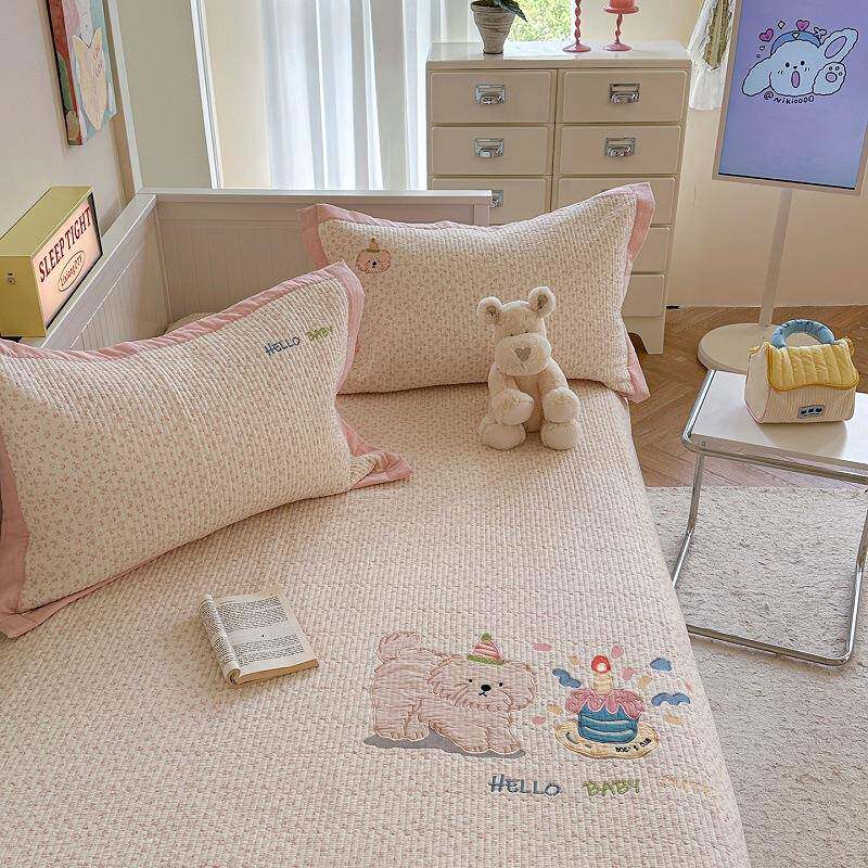 【折扣价】CELING韩式卡通贴布刺绣绗缝夹棉酵素砂洗双面全棉双层