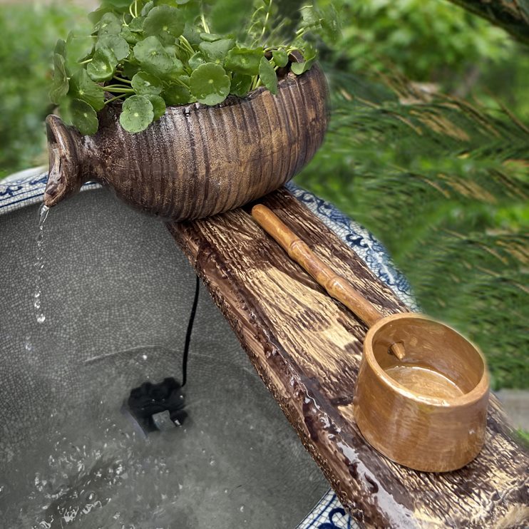 石槽流水摆件循环陶瓷过滤水景陶罐水缸流水器搭配造包邮创意鱼缸