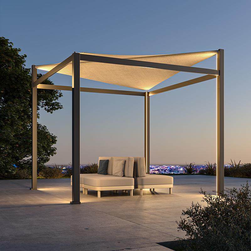 户外手动伸缩遮阳棚天幕铝合金亭子现代庭院凉亭花园别墅四角伞棚,金属材料及制品,金属加工件/五金加工件,淘宝优惠券,粉丝福利购,淘宝优惠卷