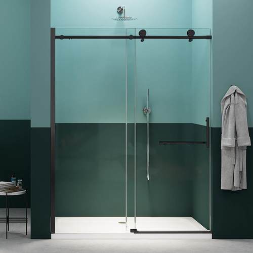 一字型淋浴房不锈钢移门干湿分离钢化玻璃隔断屏风浴屏