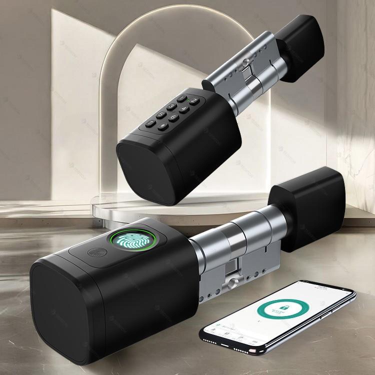 海外热销智能可调节门锁5种开锁方式APP指纹+密码锁+刷卡锁