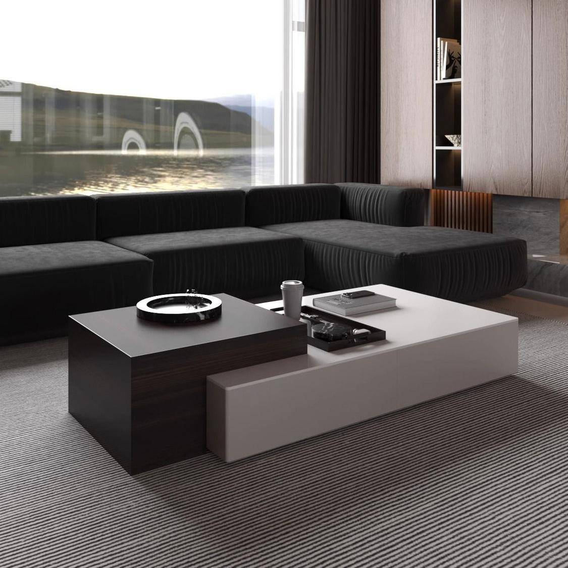 现代简约升降茶几客厅极简意式多功能轻奢高级设计感岩板茶几