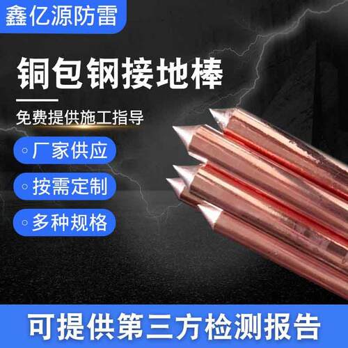 铜包钢接地棒防雷垂直接地桩铜覆钢接地极电解铜包钢接地棒