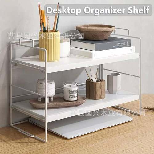 木质置物架电脑桌书桌双层整理架平板放置架简约书架实木储物架