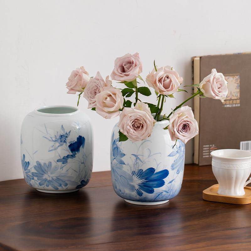 蜀门手绘青花瓷复古陶瓷花瓶装饰干花鲜花家居客厅插花摆件电视柜,电子/电工,接线端子,淘宝优惠券,粉丝福利购,淘宝优惠卷
