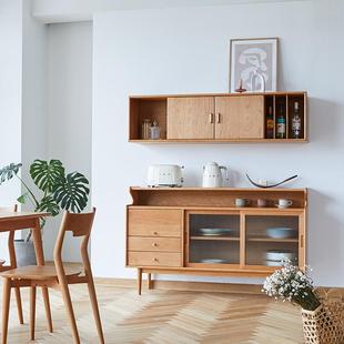 北欧风格 餐厅储物橱柜黑胡桃木樱桃木现代简约 纯实木餐边柜日式