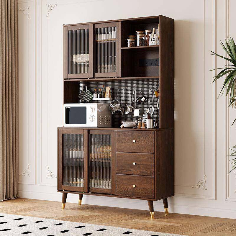 实木餐边柜客厅大容量一体茶水柜厨房多功能储物碗柜室内中古柜子