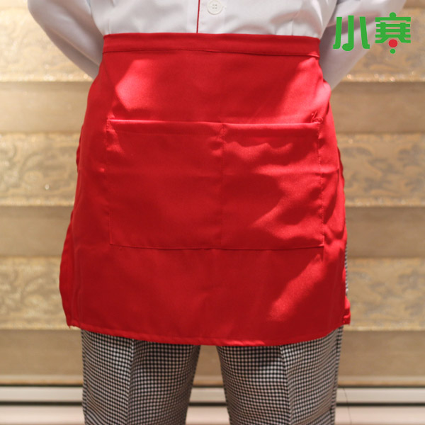 服务员围裙半身短款韩版时尚黑红咖餐厅咖啡店围腰男女工作服