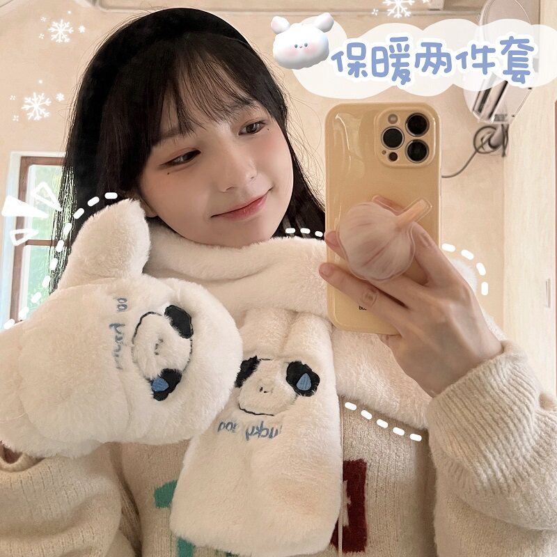 冬季保暖手套女学生可爱小狗毛茸茸ins风韩版百搭骑单车防风手捂