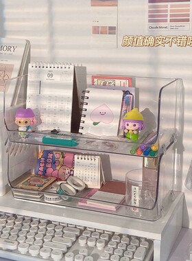 化妆品收纳盒可叠加宿舍桌面面膜护肤品收纳架子透明亚克力置物架