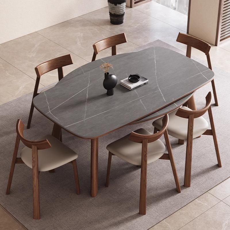 【折扣价】伸缩岩板实木餐桌家用小户型可变圆桌现代简约轻奢方圆