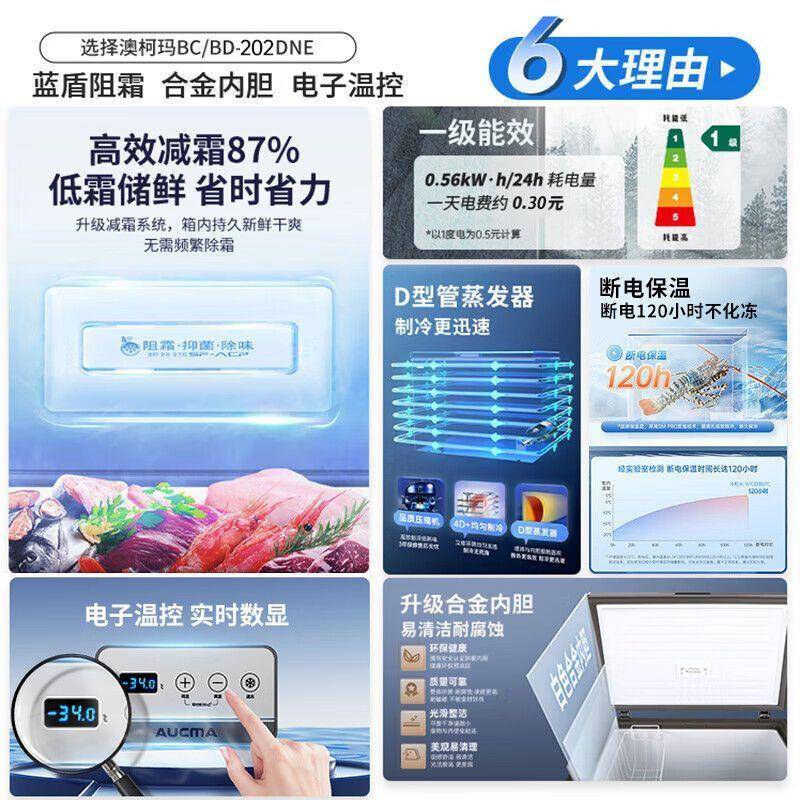 【折扣价】冰柜100/202/300升家用小型冷柜单温减霜冷冻柜卧式冰