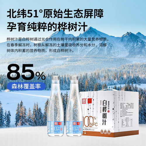 国企品质 天然白桦树汁原液原汁100%纯桦树汁饮品植物饮料9瓶/箱