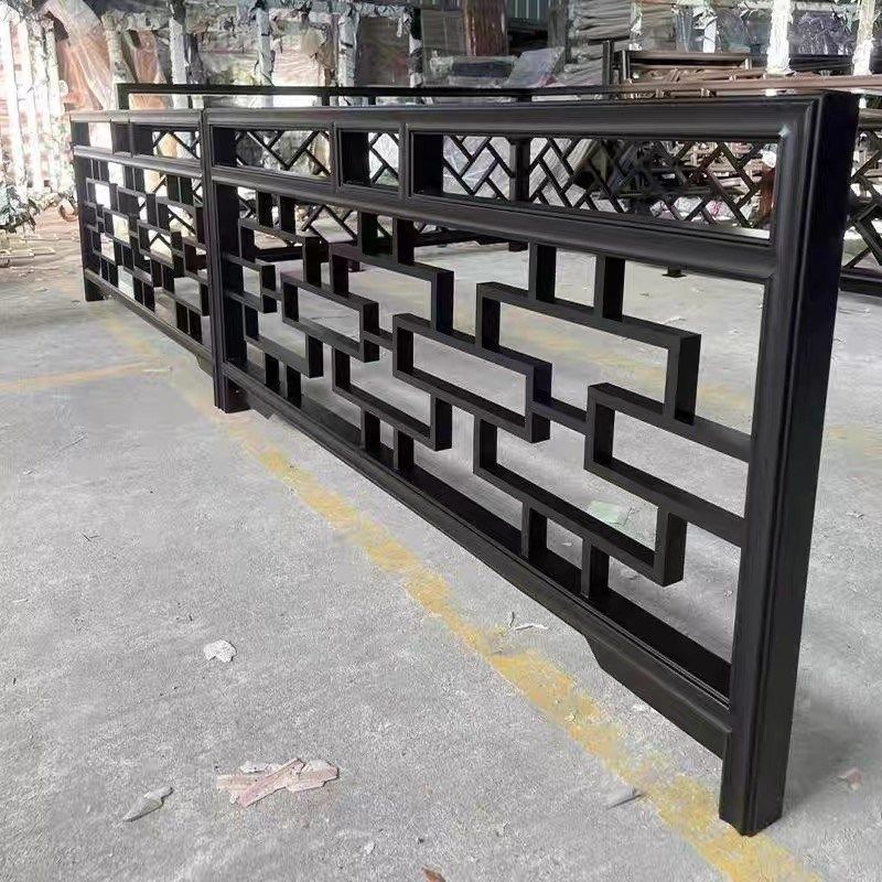 四合院中式仿古护栏铝合金别墅阳台栏杆户外花Q园铝艺木纹围栏定
