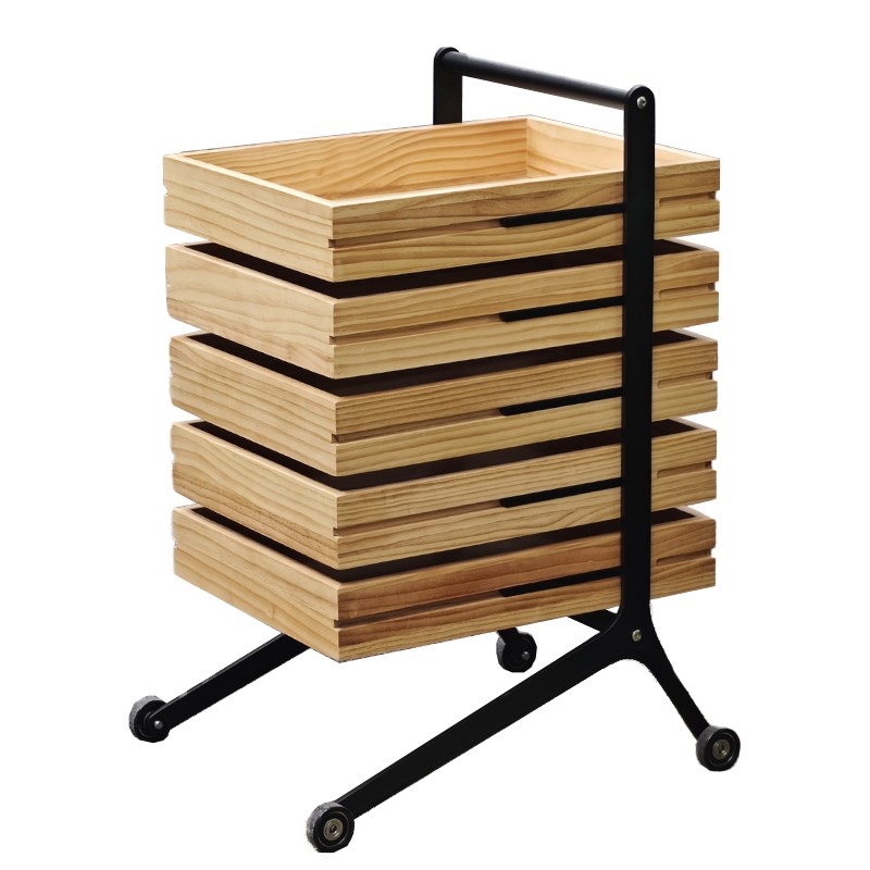 带轮实木小推车置物架书桌下木制收纳边柜斗柜侘V寂北欧边几茶几