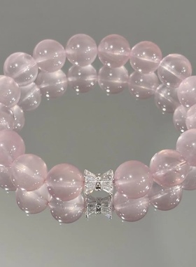 天然粉水晶招桃花爱情莫粉手链女款粉晶手串女小众高级感水晶手饰