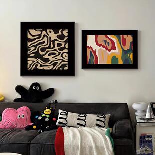 蒙德里安 法式中古风挂画客厅玄关画小众抽象艺术卧室床头装饰画