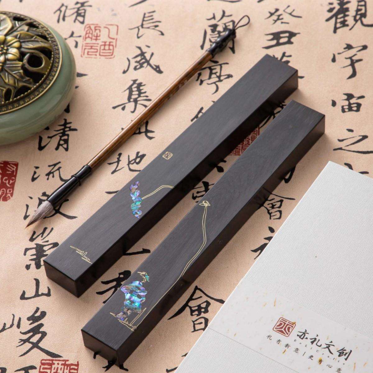 初夏镇纸力荐黑檀木镇纸学生一对时尚简约颜值高黑木文房四宝