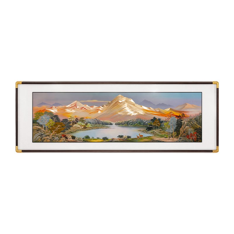 手工錾刻 铜雕画《大号金山聚宝盆》挂画 客厅沙发背景墙装饰画